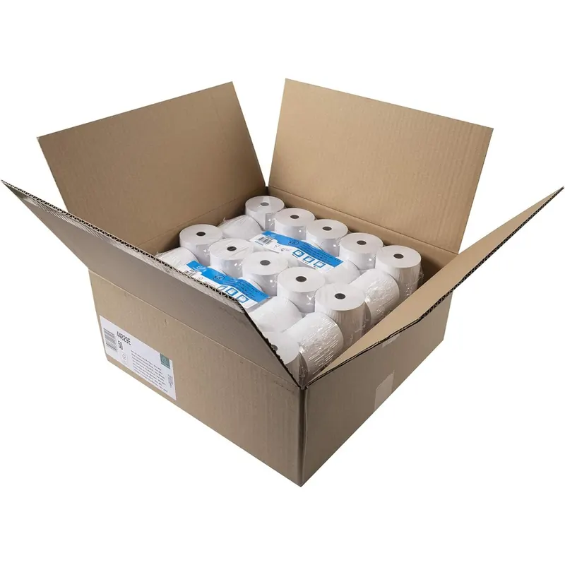 Exacompta 44829E 50er Pack Thermopapierrollen 1-lagig, Breite: 80mm, Länge 80m, Durchmesser Kern: 12mm 44g/m² Thermorolle für Kassen Kassenrolle
