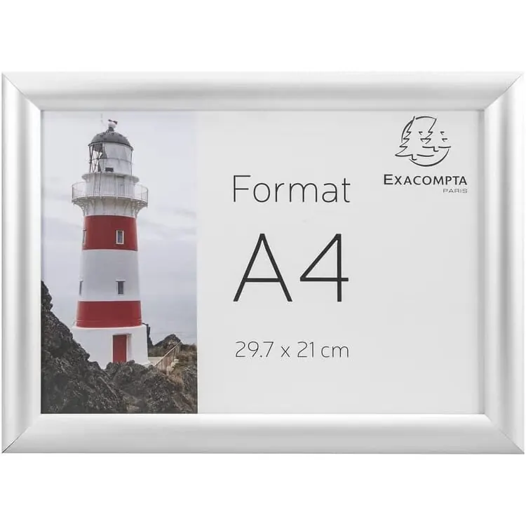 Exacompta - Ref. 8494358D – 1 Wandrahmen aus Aluminium – Format DIN A4 – vertikal oder horizontal verwendbar – Maße: 32,7 x 24 x 1,2 cm – ideal für Plakate, Diplome – Alu/Kristall