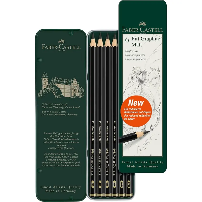 Faber-Castell 115207 - Bleistift Pitt Graphite Matt, 6er Etui