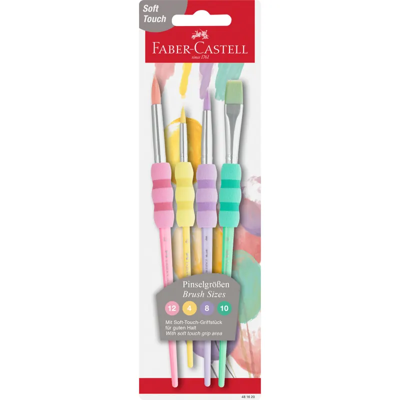 FABER-CASTELL 481620 - Pinsel Set mit Softgriffstück, 4er Set