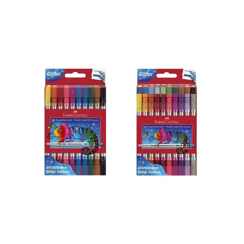 FABER-CASTELL Doppelfasermaler Glitzer, 10er Etui (151107)