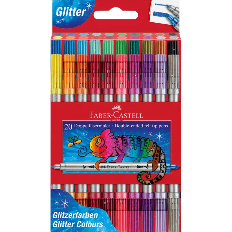 FABER-CASTELL Doppelfasermaler Glitzer 20 Stück Etui, 151108