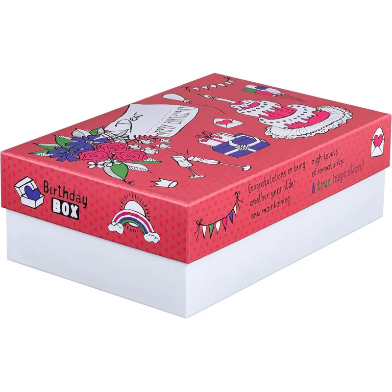 FALKEN Original StoryBox BIRTHDAY. 120 mm hoch DIN A4+ Made in Germany. Geschenkbox mit Deckel. Ideal für Erinnerungen, Fotos, Geburtstag, Bilder, Basteleien Aufbewahrungsbox Schachtel Allzweckbox
