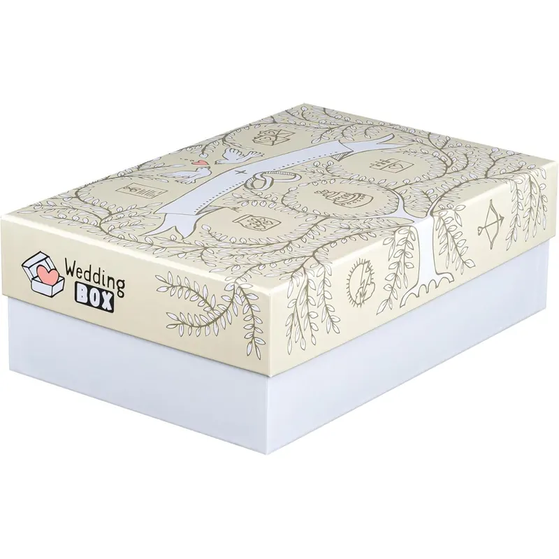 FALKEN Original StoryBox WEDDING. 120 mm hoch DIN A4+ Made in Germany. Geschenkbox mit Deckel. Ideal für Erinnerungen, Fotos, Hochzeit, Bilder, Basteleien Aufbewahrungsbox Schachtel Allzweckbox