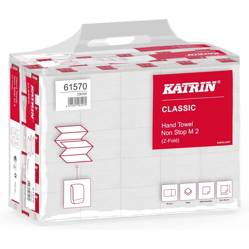 Falthandtücher / Papierhandtücher Katrin Non-Stop M2, weiß, 2-lagig, 24x24 cm, 4000 Tücher im Handy Pack
