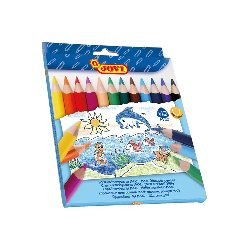 Farbstift Jovi Maxi 735 - farbig sortiert Dicke Mine Ø 5 mm Dreieckform 12er-Set