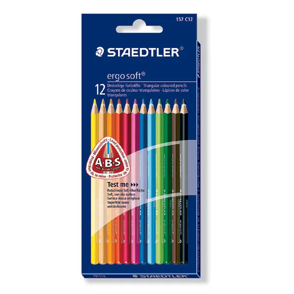 Farbstift Staedtler Mars ergo soft 157 - farbig sortiert Normalmine Ø 3 mm Dreieckform im Kartonetui 12er-Set