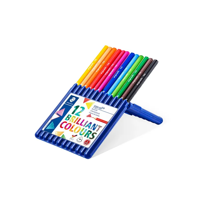 Farbstift Staedtler Mars ergo soft 157 - farbig sortiert Normalmine Ø 3 mm Dreieckform in Aufstellbox 12er-Set
