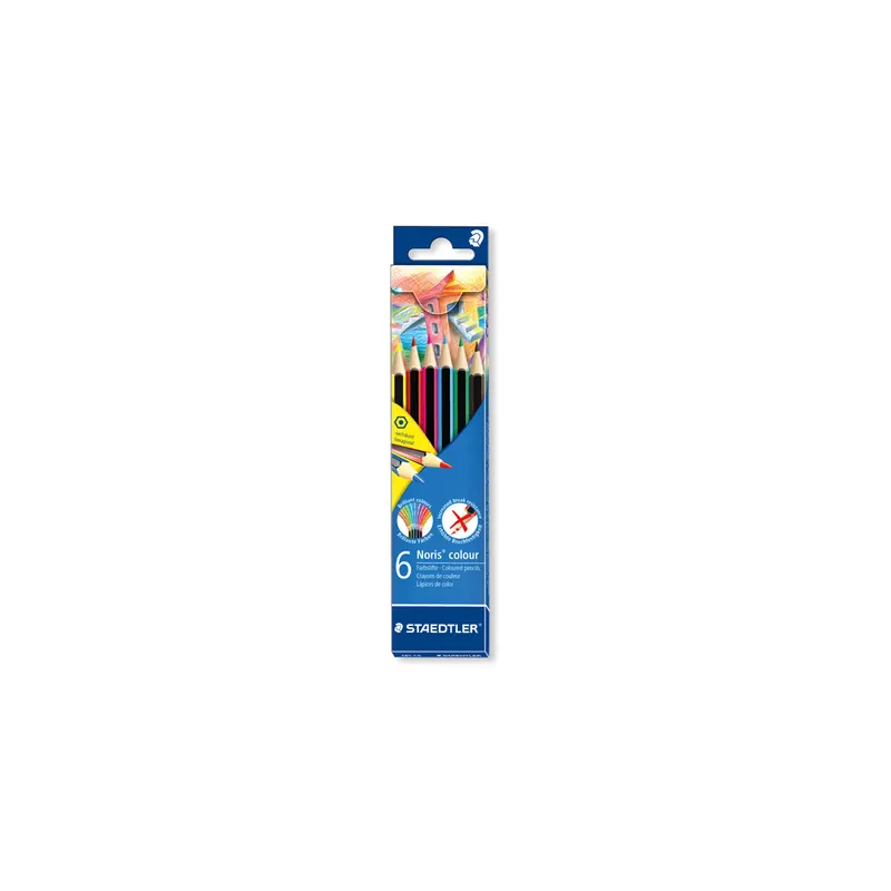 Farbstift Staedtler Noris colour 185 - farbig sortiert (6) Normalmine Ø 3 mm Sechskantform 6er-Set
