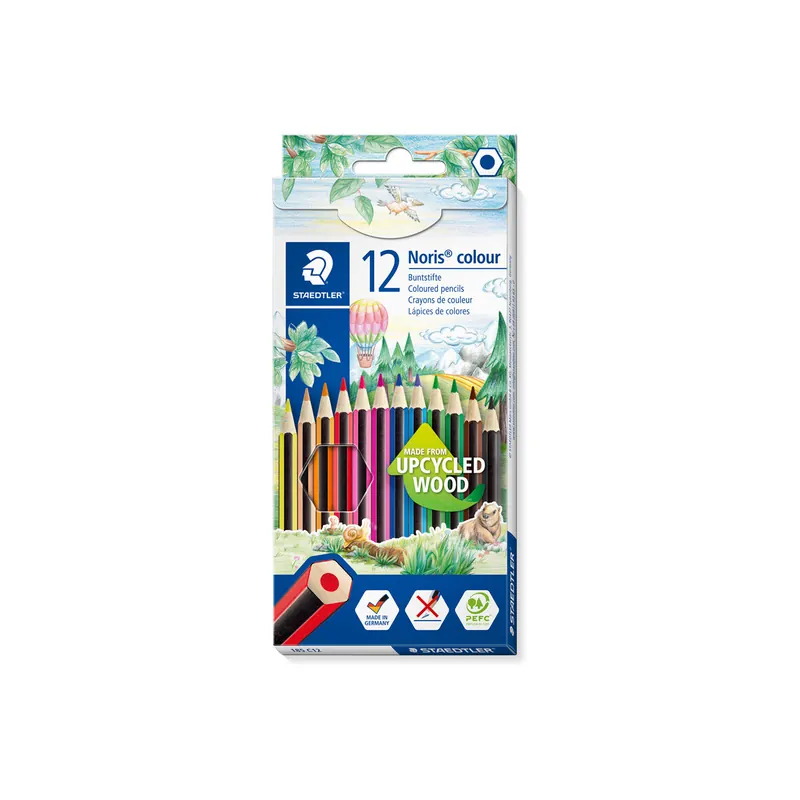 Farbstift Staedtler Noris colour 185 - farbig sortiert Normalmine Ø 3 mm Sechskantform 12er-Set