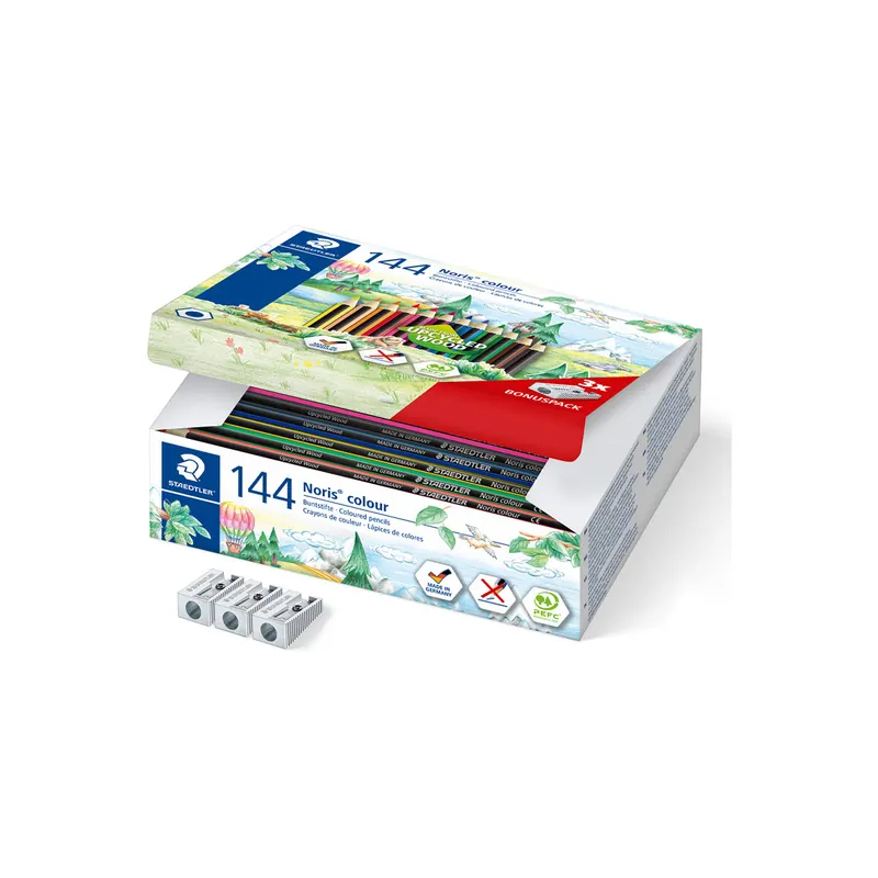 Farbstift Staedtler Noris colour 185 - farbig sortiert Normalmine Ø 3 mm Sechskantform 144er-Set
