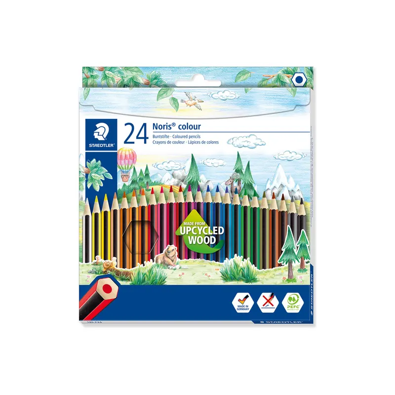 Farbstift Staedtler Noris colour 185 - farbig sortiert Normalmine Ø 3 mm Sechskantform 24er-Set