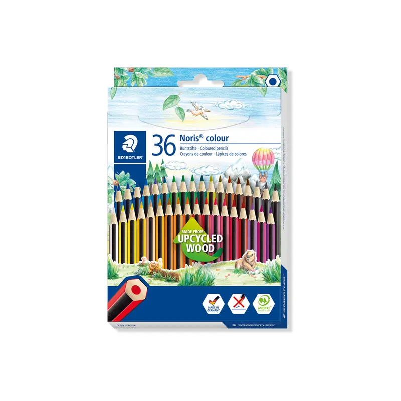 Farbstift Staedtler Noris colour 185 - farbig sortiert Normalmine Ø 3 mm Sechskantform 36er-Set