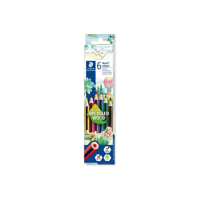 Farbstift Staedtler Noris colour 185 - farbig sortiert Normalmine Ø 3 mm Sechskantform 6er-Set
