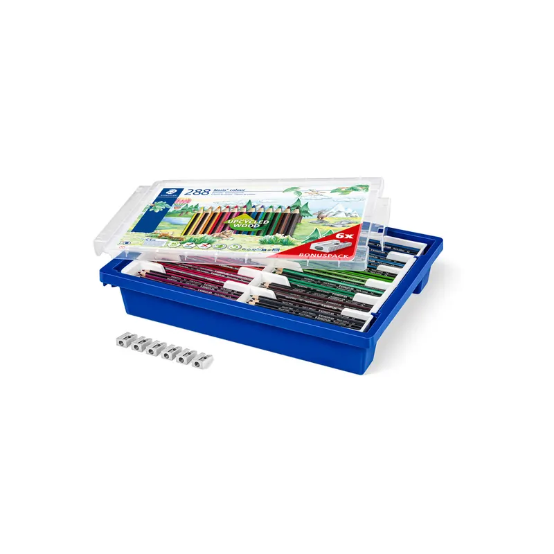 Farbstift Staedtler Noris colour 185 - farbig sortiert Normalmine Ø 3 mm Sechskantform in Gratney Tray 288er-Set