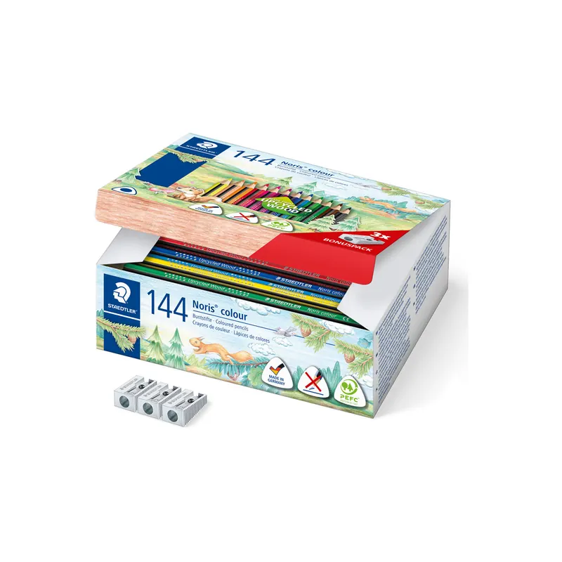 Farbstift Staedtler Noris colour 187 - farbig sortiert Normalmine Ø 3 mm Dreieckform 144er-Set