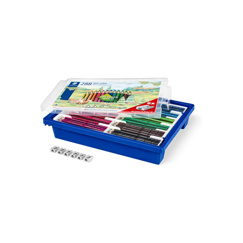 Farbstift Staedtler Noris colour 187 - farbig sortiert Normalmine Ø 3 mm Dreieckform in Gratney Tray 12er-Set