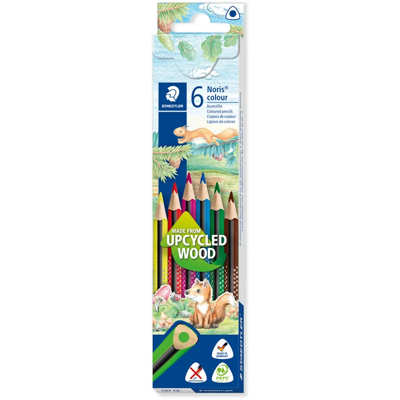 Farbstift Staedtler Noris colour 187 - farbig sortiert Normalmine Ø 3 mm Sechskantform 6er-Set