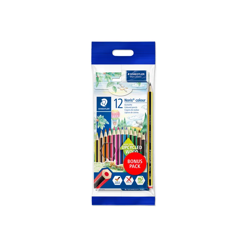 Farbstift Staedtler Noris colour 61SET6 - farbig sortiert Normalmine Ø 3 mm Sechskantform 12er-Set