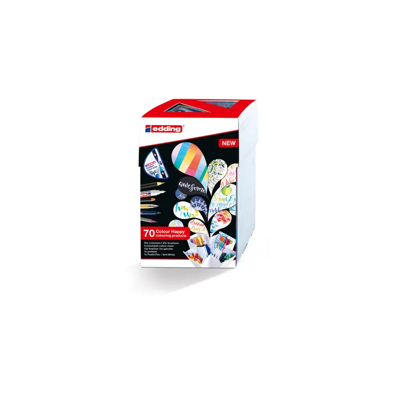 Fasermaler edding Colour Happy Big Box S2 CH69+1 - farbig sortiert variabel Rundspitze Tinte auf Wasserbasis Kunststoffschaft 70er-Set