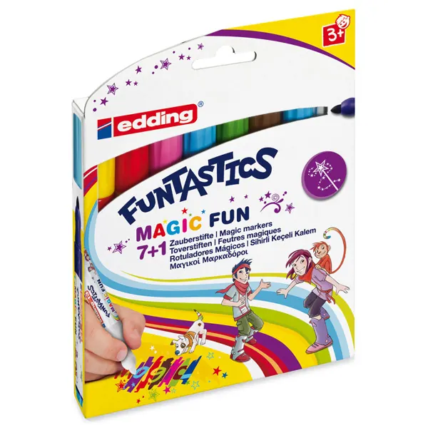 Fasermaler edding Funtastics 13 - farbig sortiert 3 mm Rundspitze Tinte auf Wasserbasis ergonomischer Griff 8er-Set