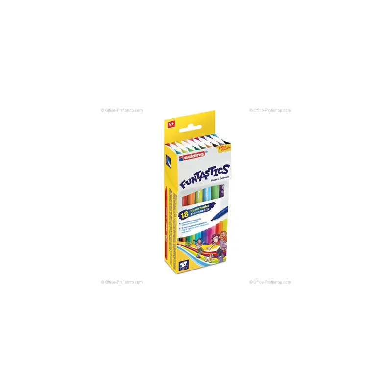 Fasermaler edding Funtastics 15 - farbig sortiert 1 mm Rundspitze Tinte auf Wasserbasis rutschfeste Griffzone 18er-Set