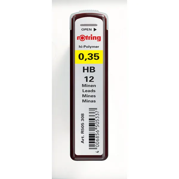 Feinminenstift Ersatzmine rOtring S0312410 - schwarz 0,35 mm HB Pckg/12