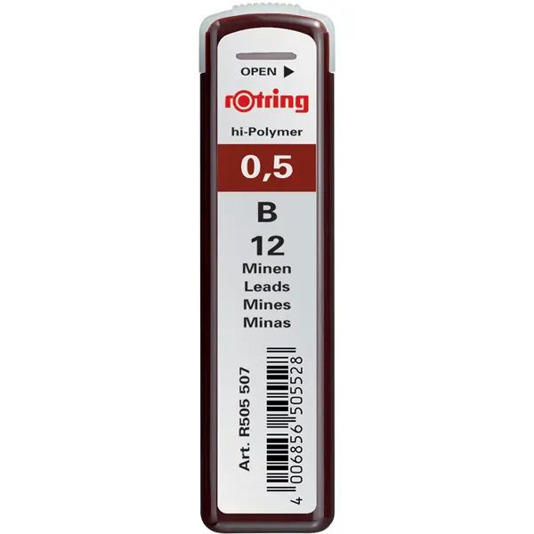 Feinminenstift Ersatzmine rOtring S0312640 - schwarz 0,50 mm B Pckg/12