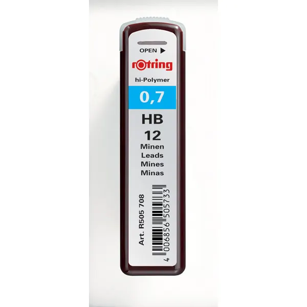 Feinminenstift Ersatzmine rOtring S0312690 - schwarz 0,70 mm HB Pckg/12