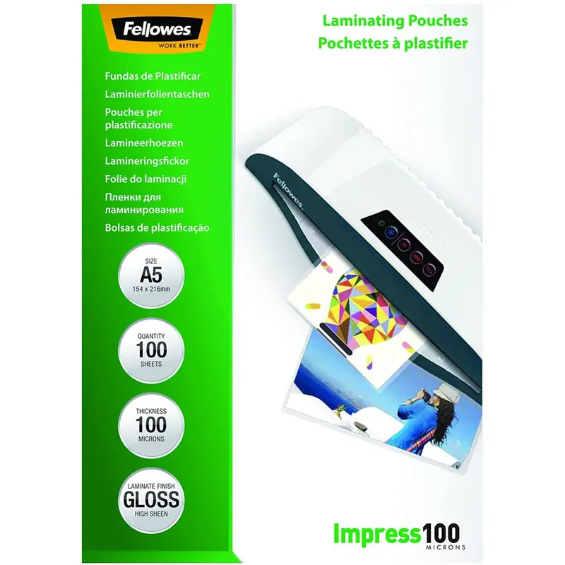 Fellowes 53510 Laminierfolien Impress 100 Mikron, DIN A5 (100er Pack)