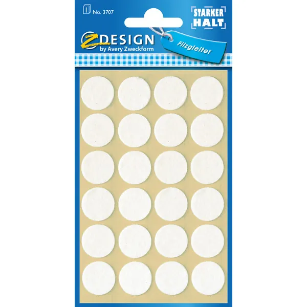 Filzgleiter Avery Zweckform Z-Design 3707 - Ø 18 mm weiß Pckg/24
