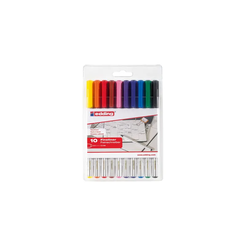 Fineliner edding 89 - farbig sortiert 0,3 mm Kunststoffschaft 10er-Set
