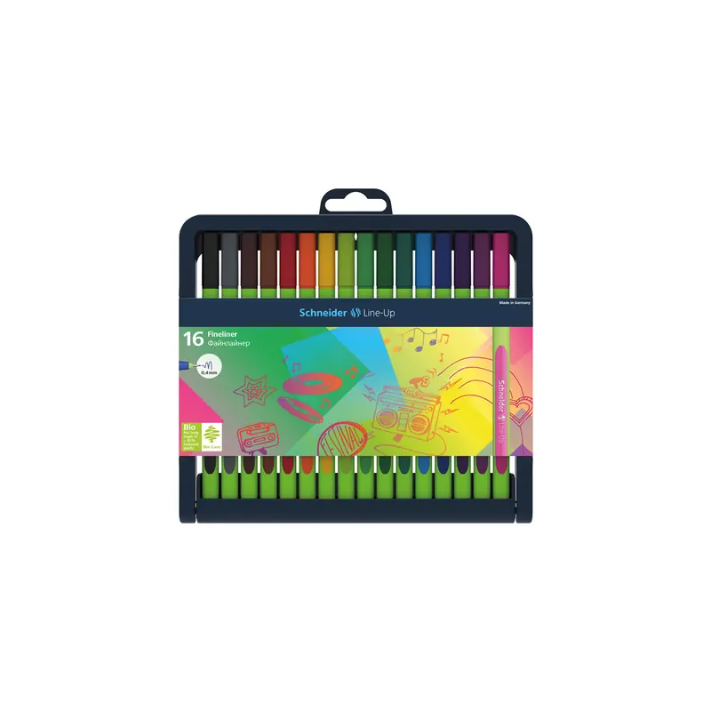 Fineliner Schneider Line-Up 910 1910 - farbig sortiert 0,4 mm gummierter Dreikantschaft 16er-Set