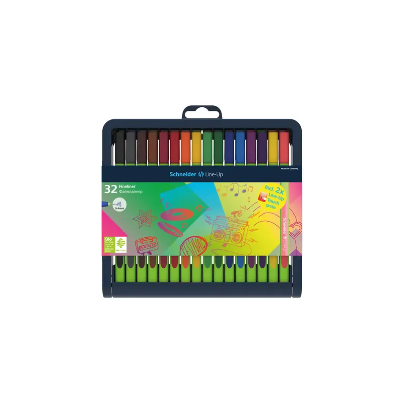 Fineliner Schneider Line-Up 910 1910 - farbig sortiert 0,4 mm gummierter Dreikantschaft 32er-Set