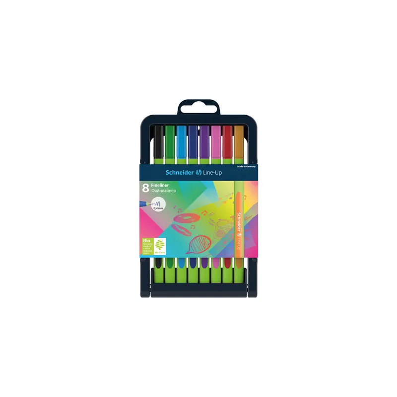 Fineliner Schneider Line-Up 910 1910 - farbig sortiert 0,4 mm gummierter Dreikantschaft 8er-Set