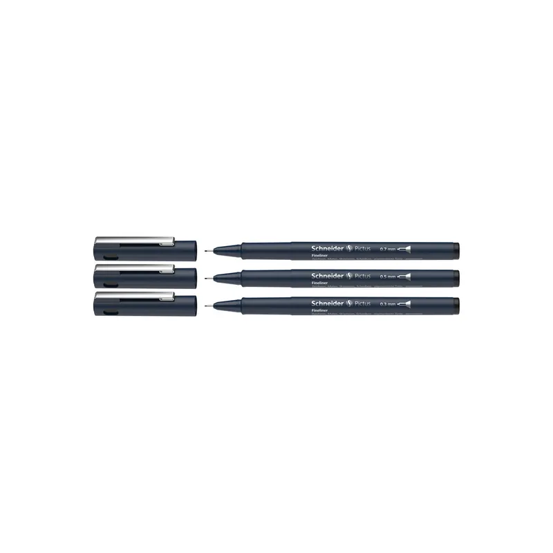 Fineliner Schneider Pictus 1975 - schwarz 0,3 - 0,7 mm 3er-Set