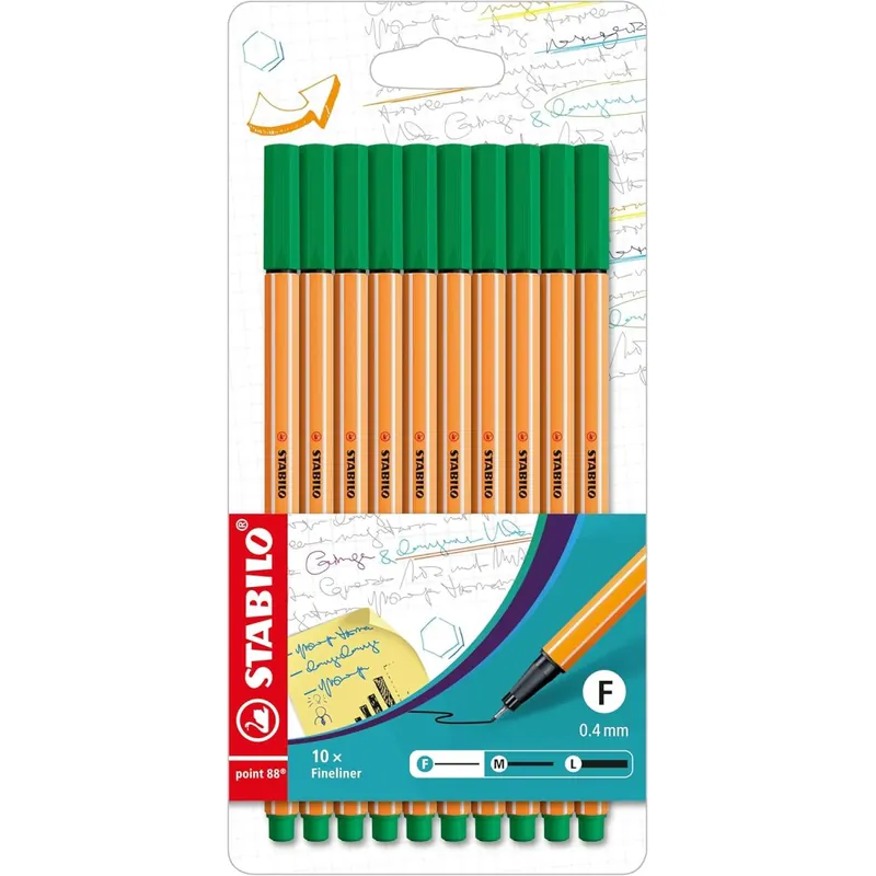 Fineliner - STABILO point 88 - 10er Pack - grün
