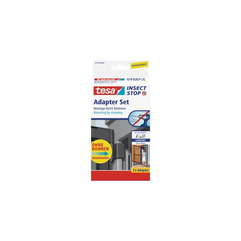 Fliegengitter Adapterset tesa Insect Stop Alu Comfort 55193 - 80 x 100 cm anthrazit für Rahmen Set