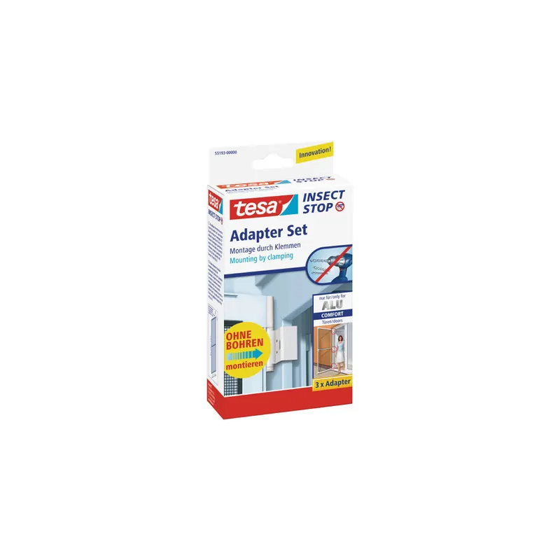 Fliegengitter Adapterset tesa Insect Stop Alu Comfort 55193 - 80 x 100 cm weiß für Rahmen Set