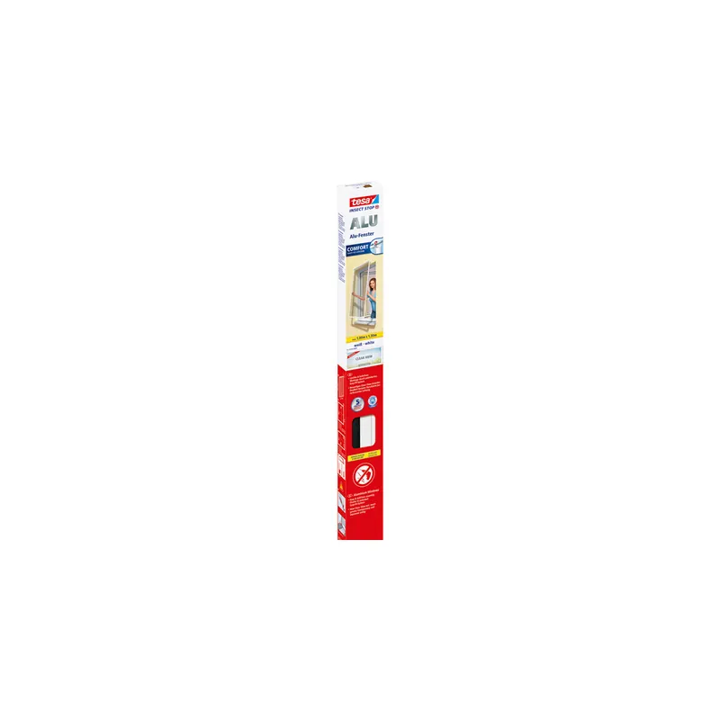Fliegengitter Fenster tesa Insect Stop Alu Comfort 55194 - 100 x 120 cm weiß Easy-Fit-Eckverbinder mit Aluminium-Rahmen Clear-View-Gewebe
