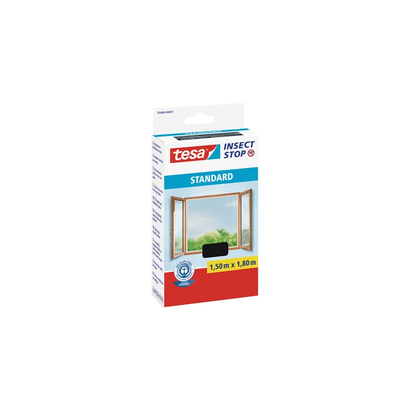 Fliegengitter Fenster tesa Insect Stop Standard 55680 - 150 x 180 cm anthrazit Klettsystem