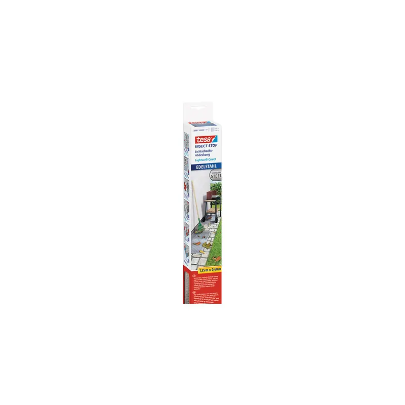 Fliegengitter Lichtschachtabdeckung tesa Insect Stop 50007 - 135 x 60 cm Edelstahl Klemmensystem Edelstahlgewebe