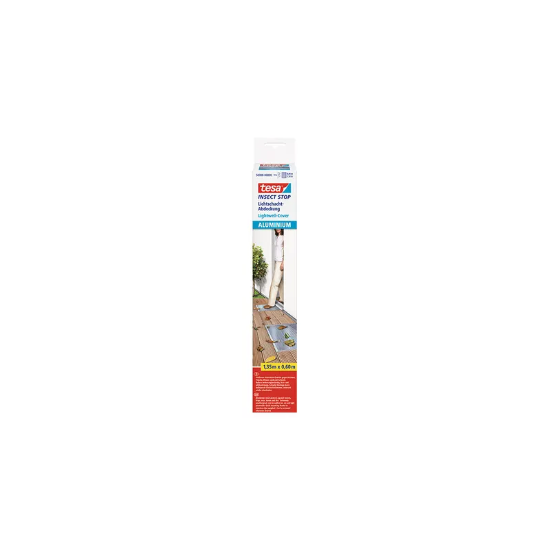 Fliegengitter Lichtschachtabdeckung tesa Insect Stop 50008 - 135 x 60 cm Aluminium Klemmensystem Edelstahlgewebe