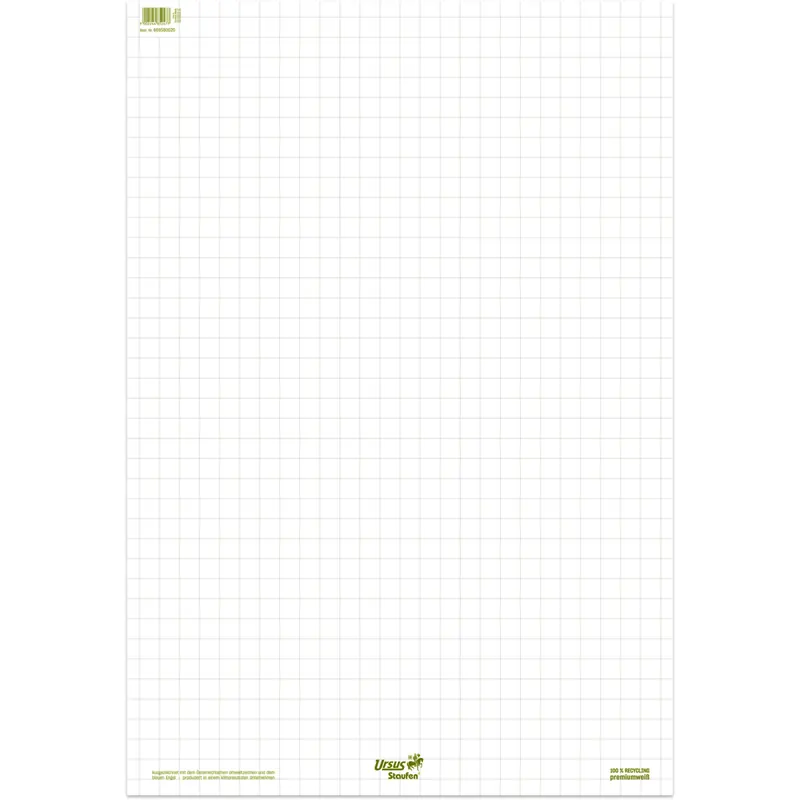 Flipchartblock Staufen green paper 608580020 - 68 x 99 cm kariert 20 Blatt 6-fach-Lochung Recyclingpapier klimaneutral 80 g/m²  Pckg/5