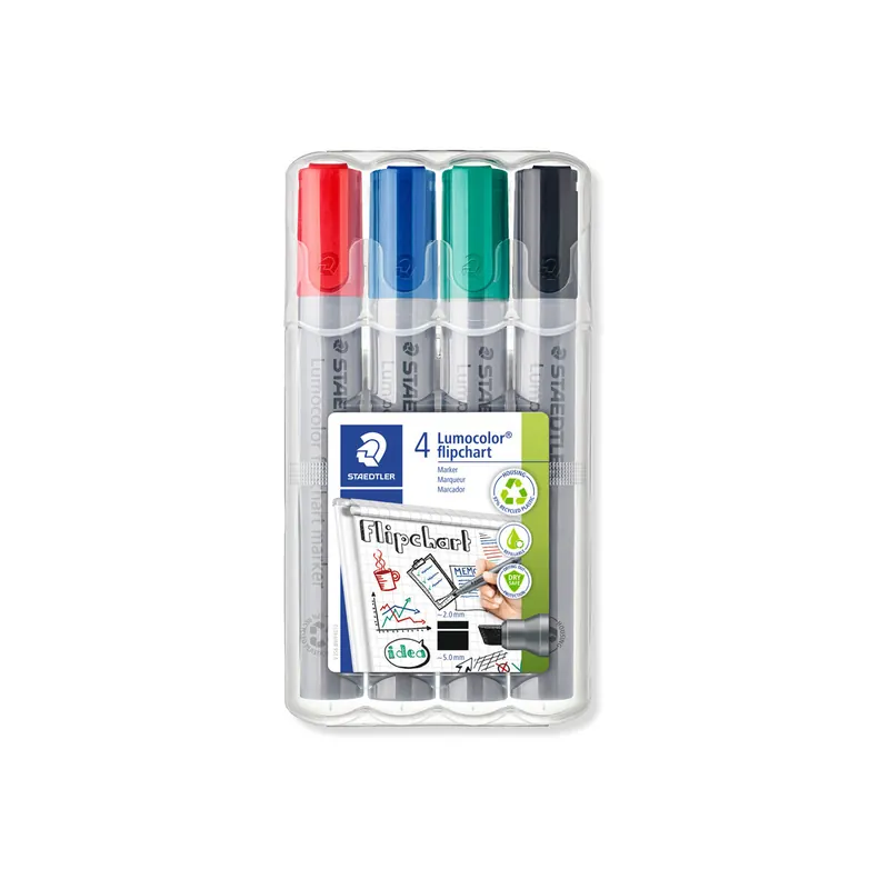 Flipchartmarker Staedtler Lumocolor 356B - farbig sortiert (4) 2-5 mm Keilspitze permanent nachfüllbar 4er-Set