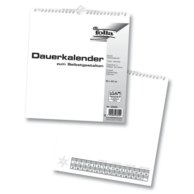 Folia 23600 Bastel Dauerkalender (23x24 cm) weiß/schwarz