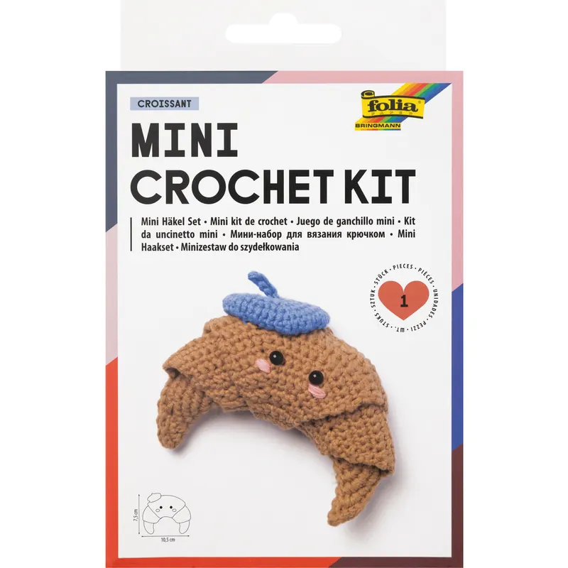Folia-23916-Mini-Häkelset, Croissant, 1 Stück