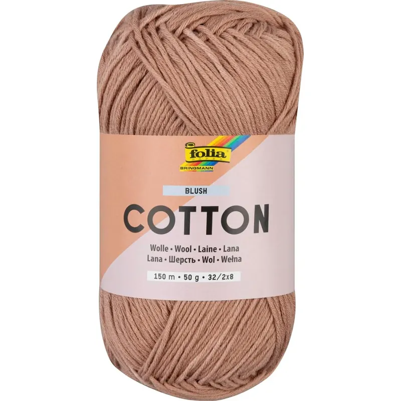 folia 25972 - Cotton BLUSH, 50 g | Wolle zum Häkeln und Stricken, ca. 150 m, Strickgarn aus 100 % Baumwolle, 32 / 2 x 8, Nadelstärke 2 - 3 mm