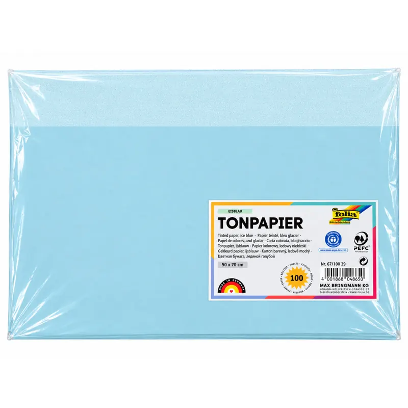 folia 67/100 39 Tonpapier 130g/m² 5070cm eisblau 100 Bogen