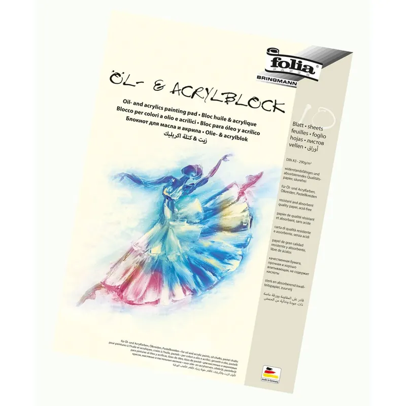 Folia 8363 - Öl- und Acrylmalblock, 290g/qm, DIN A3, 10 Blatt